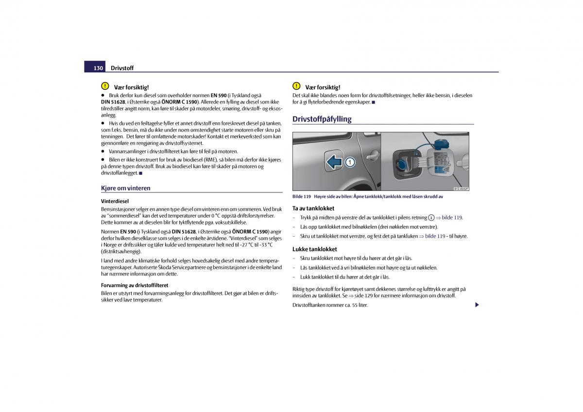 Skoda Octavia II 2 bruksanvisningen / page 131
