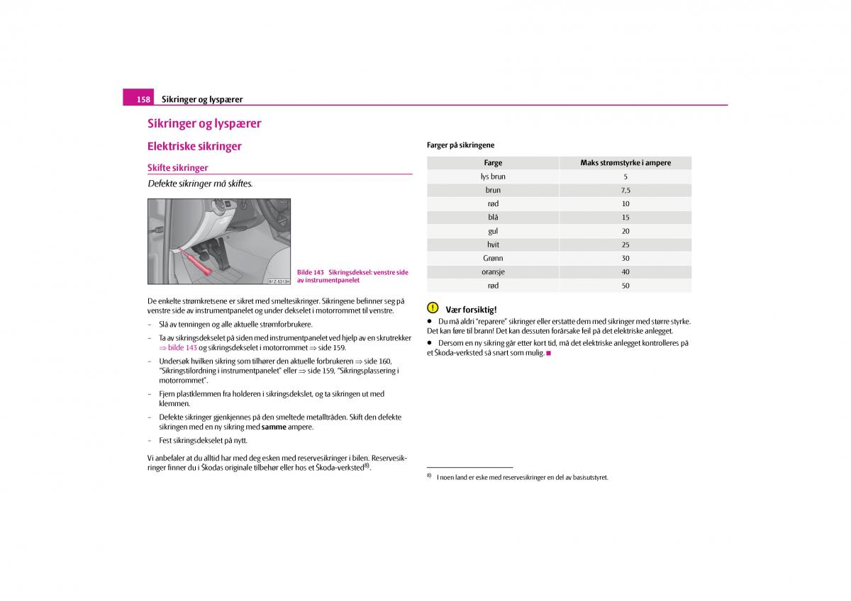 Skoda Octavia II 2 bruksanvisningen / page 159