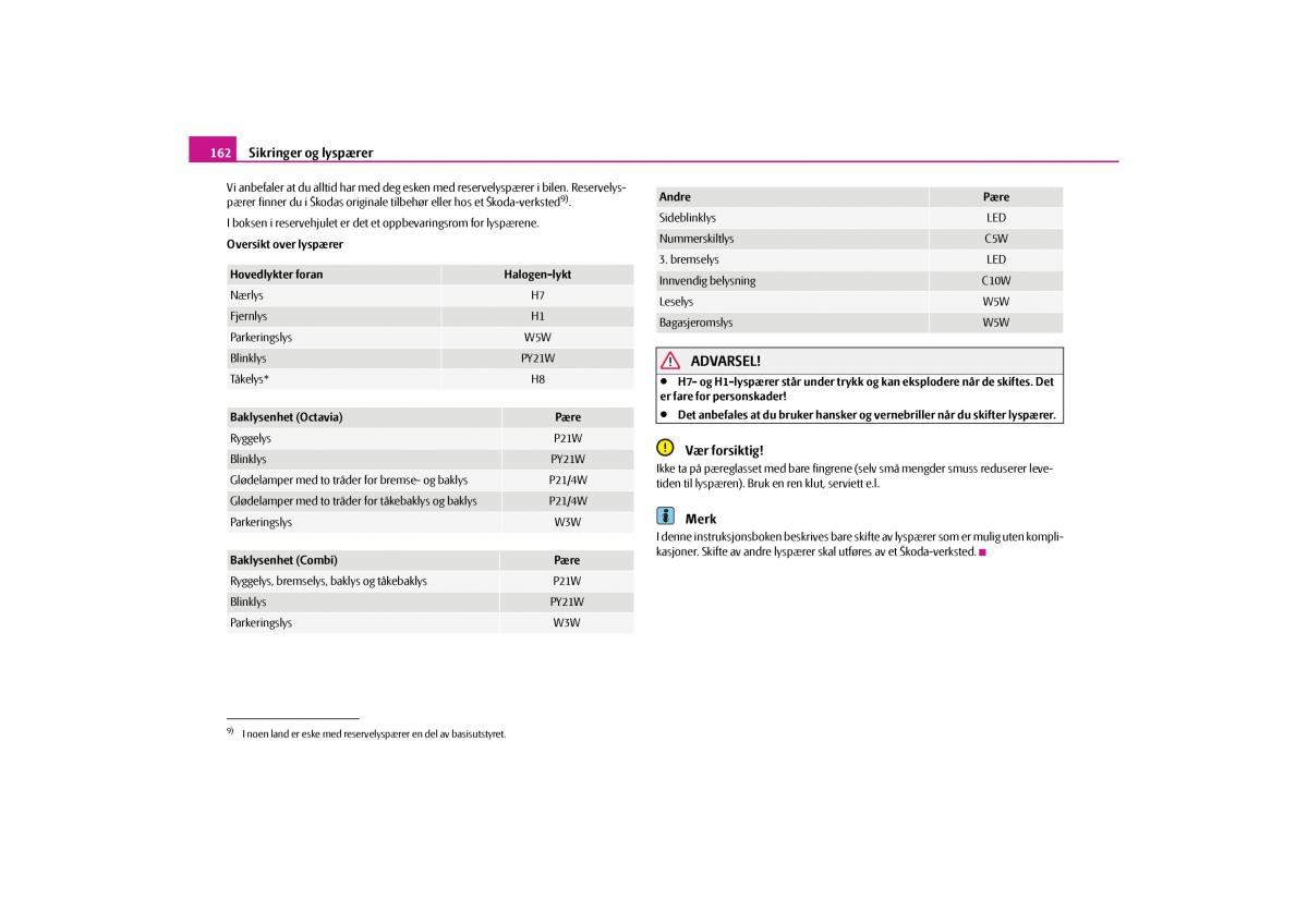 Skoda Octavia II 2 bruksanvisningen / page 163