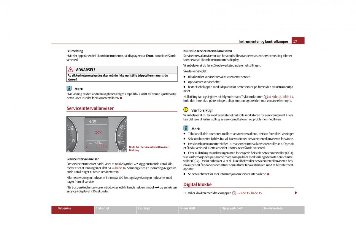 Skoda Octavia II 2 bruksanvisningen / page 18