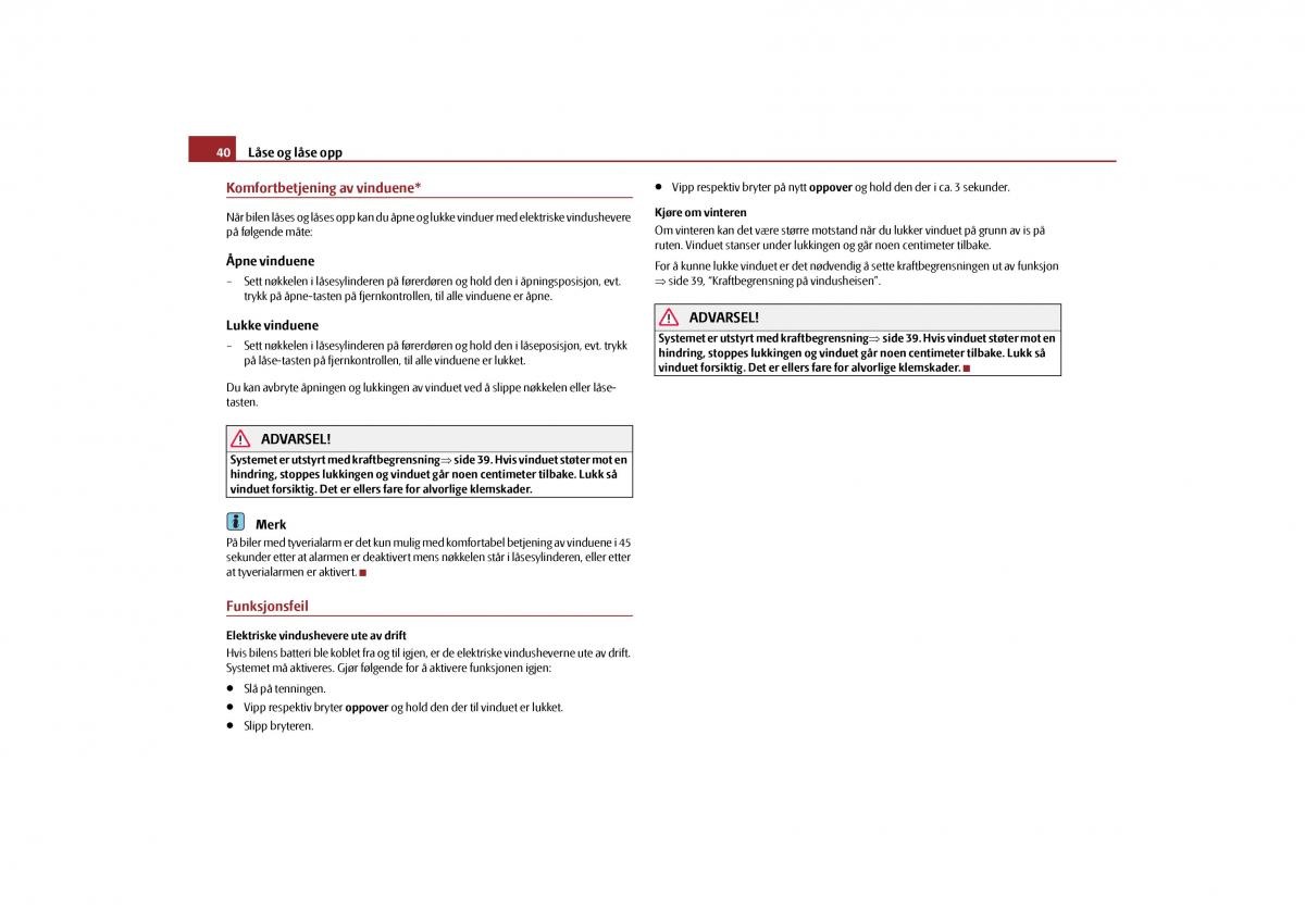 Skoda Octavia II 2 bruksanvisningen / page 41