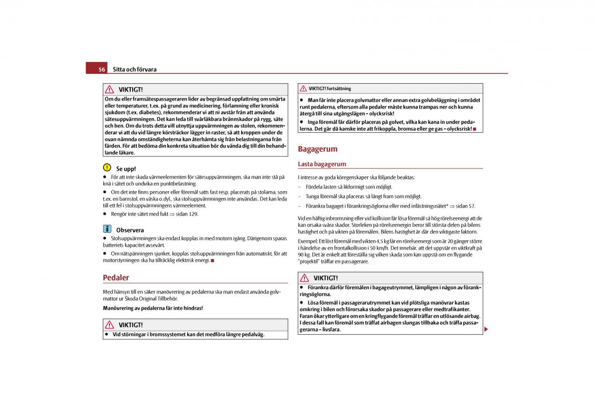manual  Skoda Octavia II 2 instruktionsbok / page 57