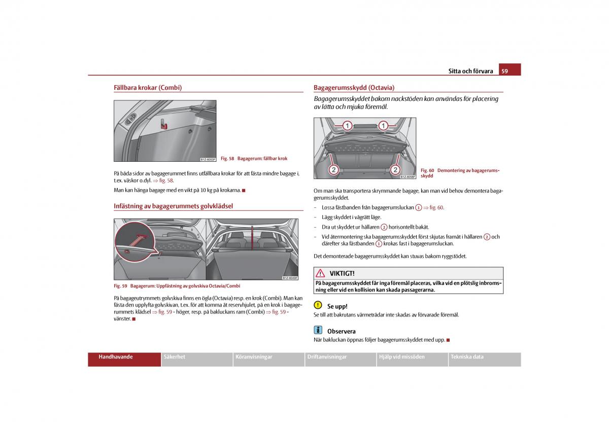 manual  Skoda Octavia II 2 instruktionsbok / page 60