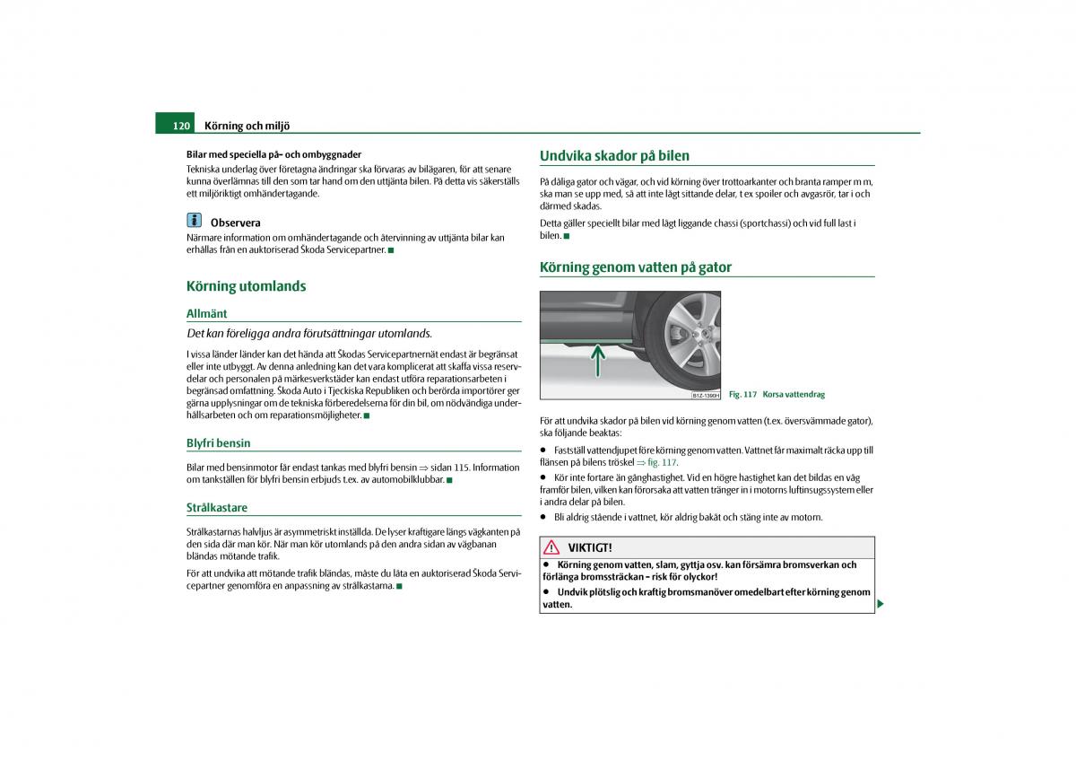 manual  Skoda Octavia II 2 instruktionsbok / page 121