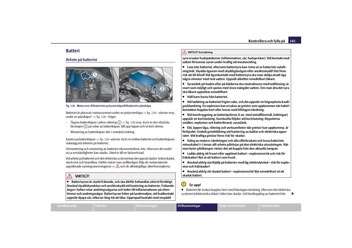 manual  Skoda Octavia II 2 instruktionsbok / page 142