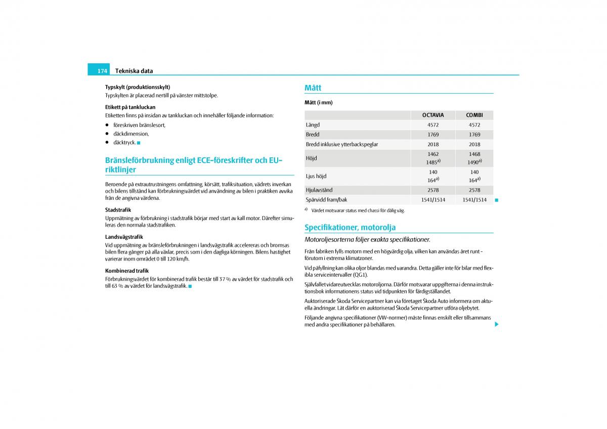 manual  Skoda Octavia II 2 instruktionsbok / page 175