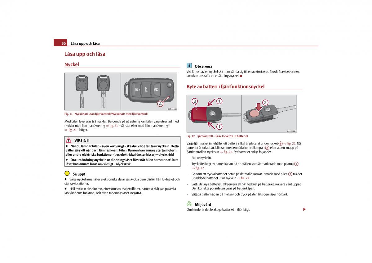 manual  Skoda Octavia II 2 instruktionsbok / page 31