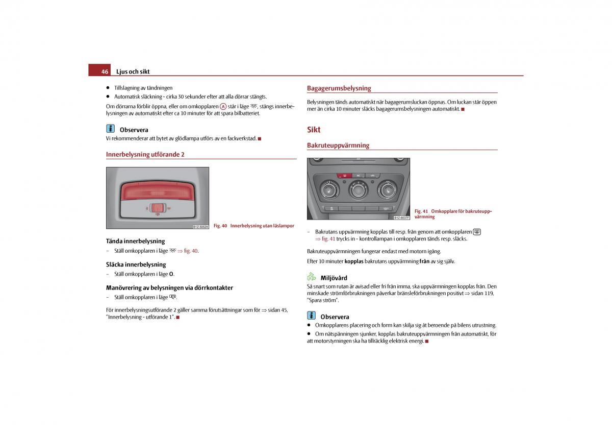 manual  Skoda Octavia II 2 instruktionsbok / page 47