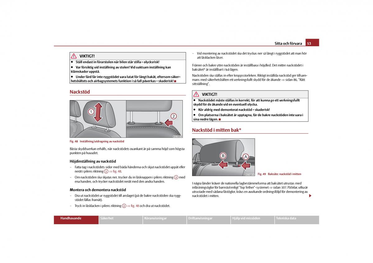 manual  Skoda Octavia II 2 instruktionsbok / page 54