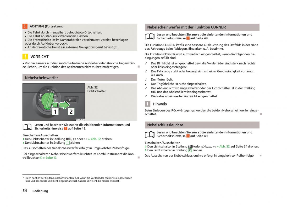 Skoda Octavia III 3 Handbuch / page 56