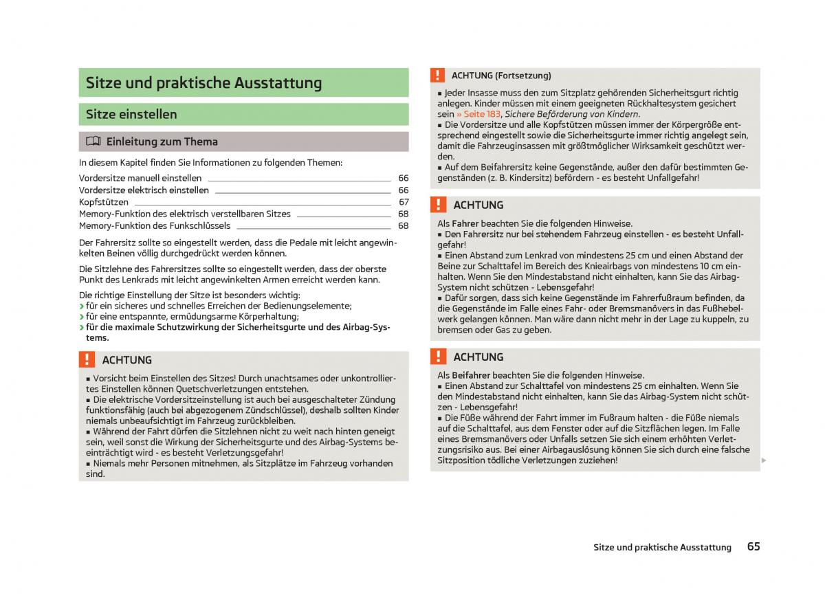 Skoda Octavia III 3 Handbuch / page 67