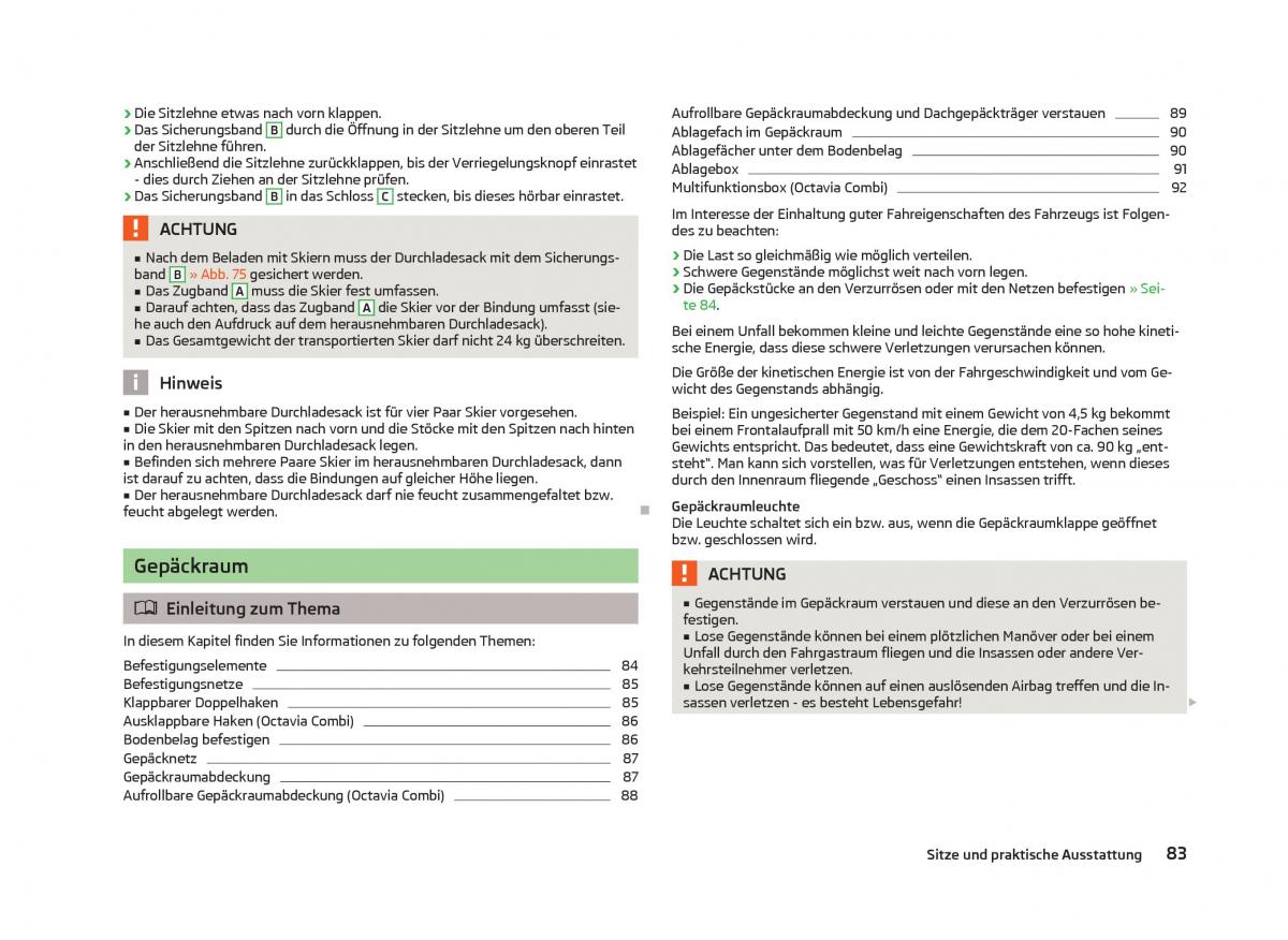 Skoda Octavia III 3 Handbuch / page 85