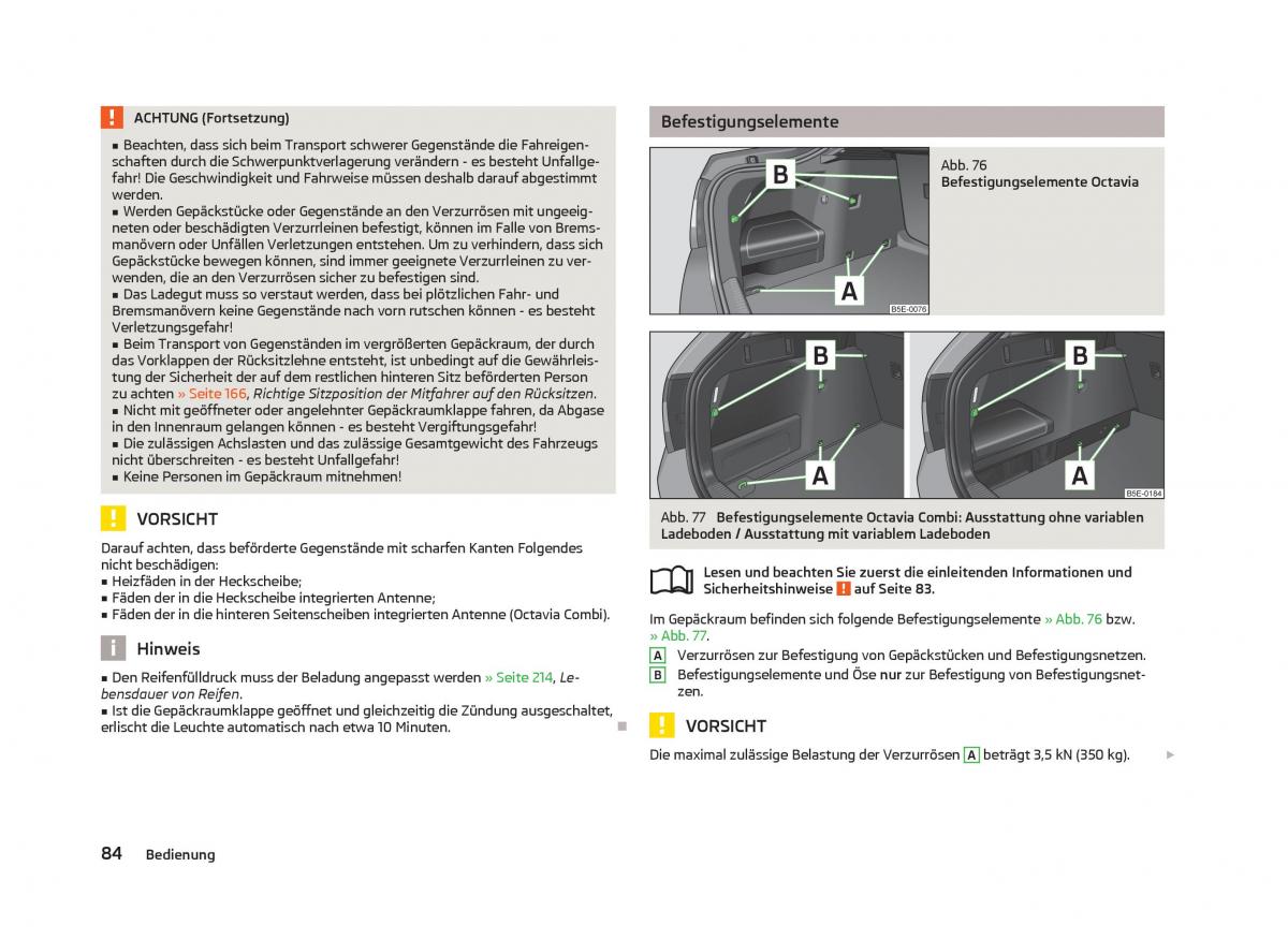 Skoda Octavia III 3 Handbuch / page 86