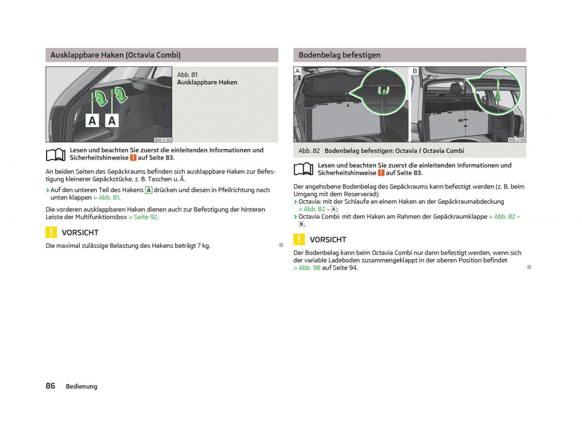 Skoda Octavia III 3 Handbuch / page 88