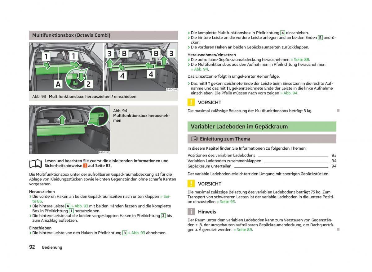 Skoda Octavia III 3 Handbuch / page 94