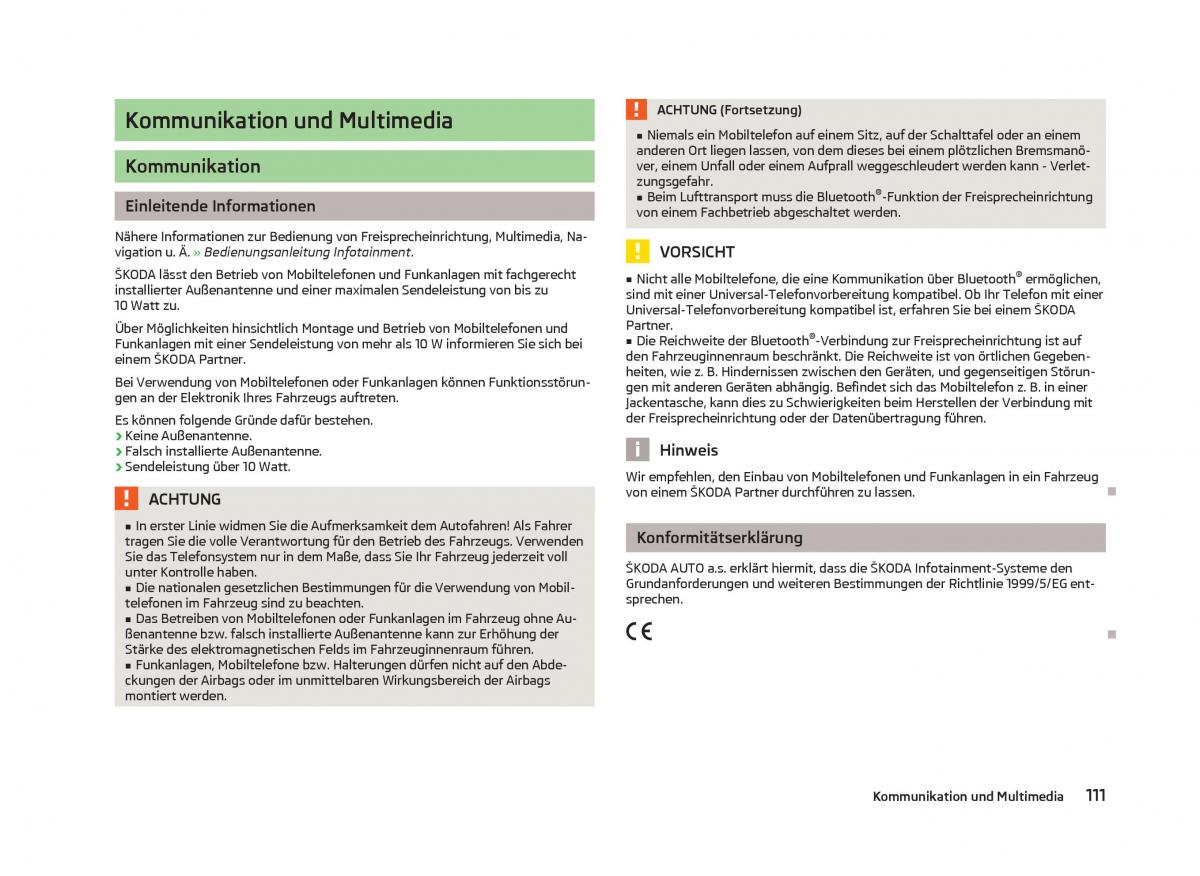 Skoda Octavia III 3 Handbuch / page 113