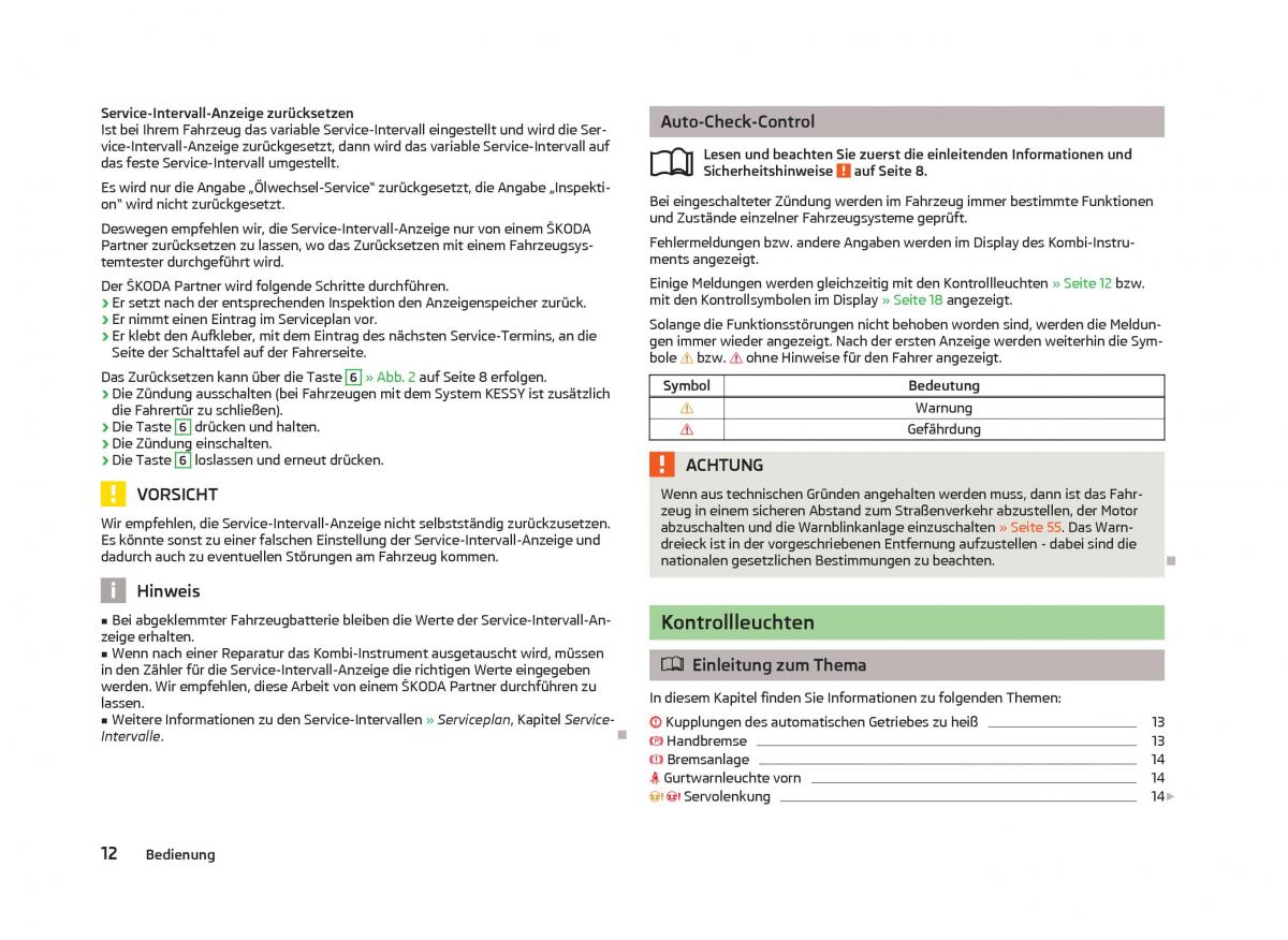 Skoda Octavia III 3 Handbuch / page 14