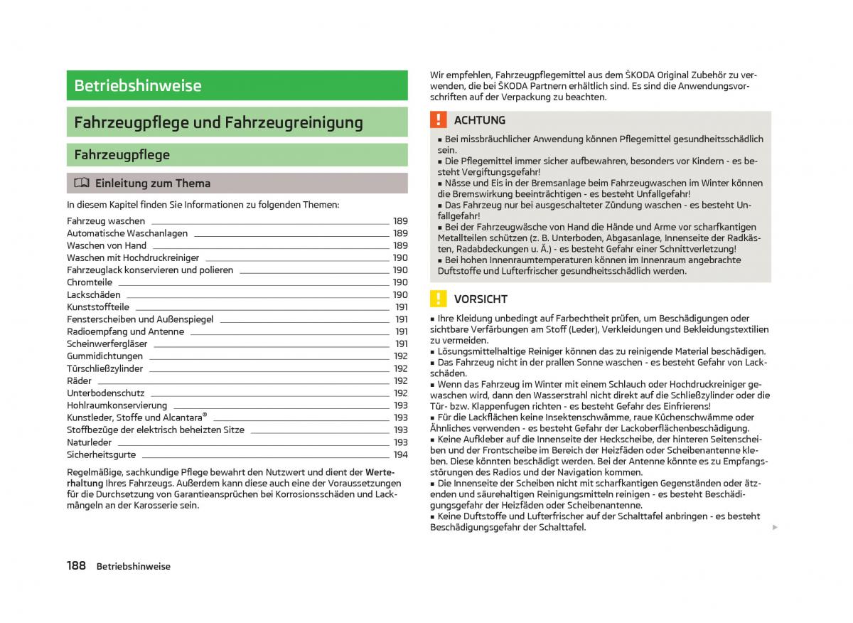 Skoda Octavia III 3 Handbuch / page 190