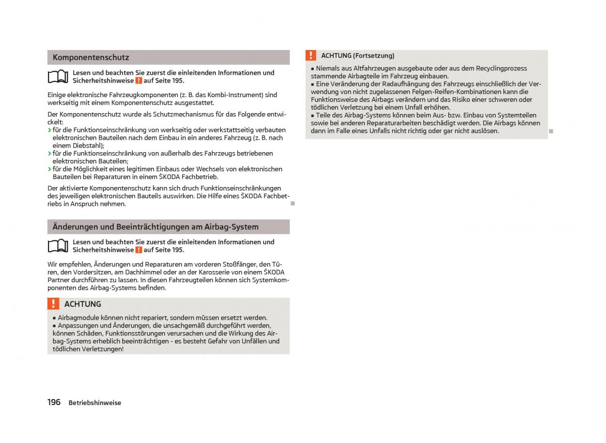 Skoda Octavia III 3 Handbuch / page 198