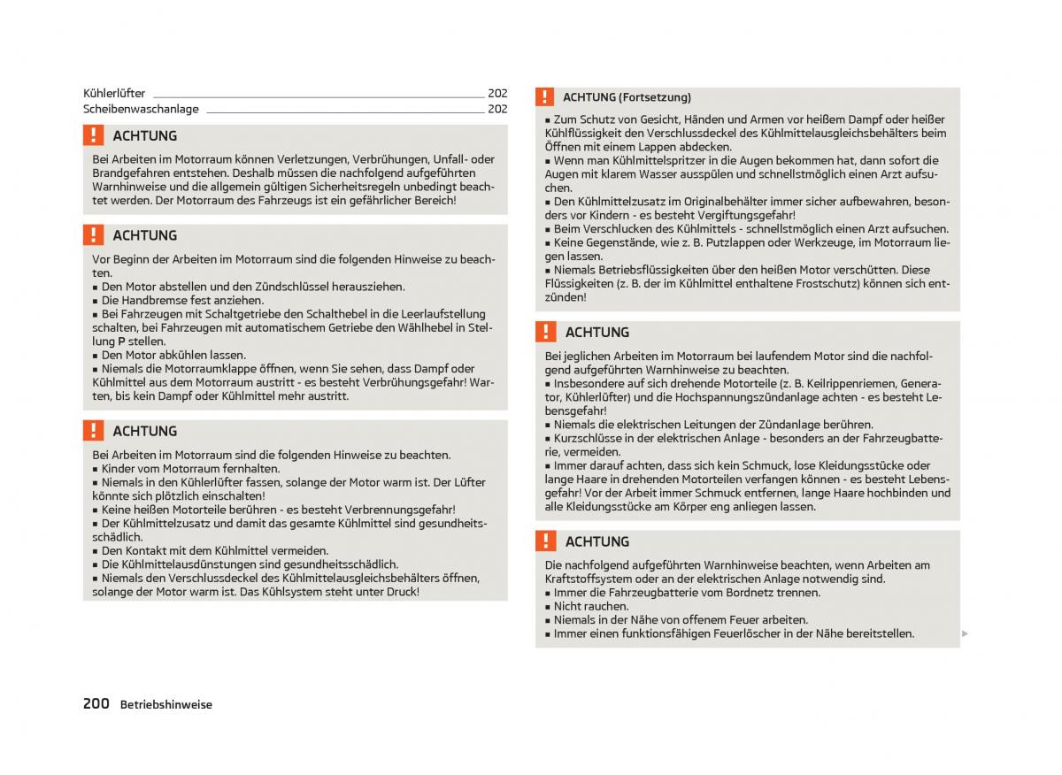 Skoda Octavia III 3 Handbuch / page 202