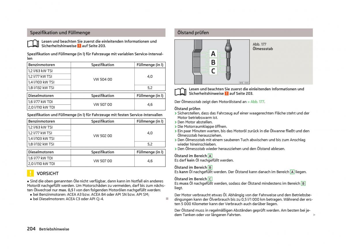 Skoda Octavia III 3 Handbuch / page 206