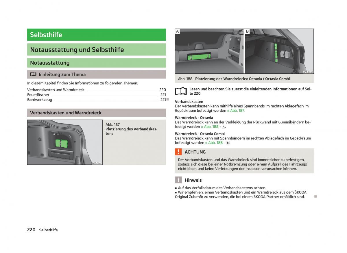 Skoda Octavia III 3 Handbuch / page 222