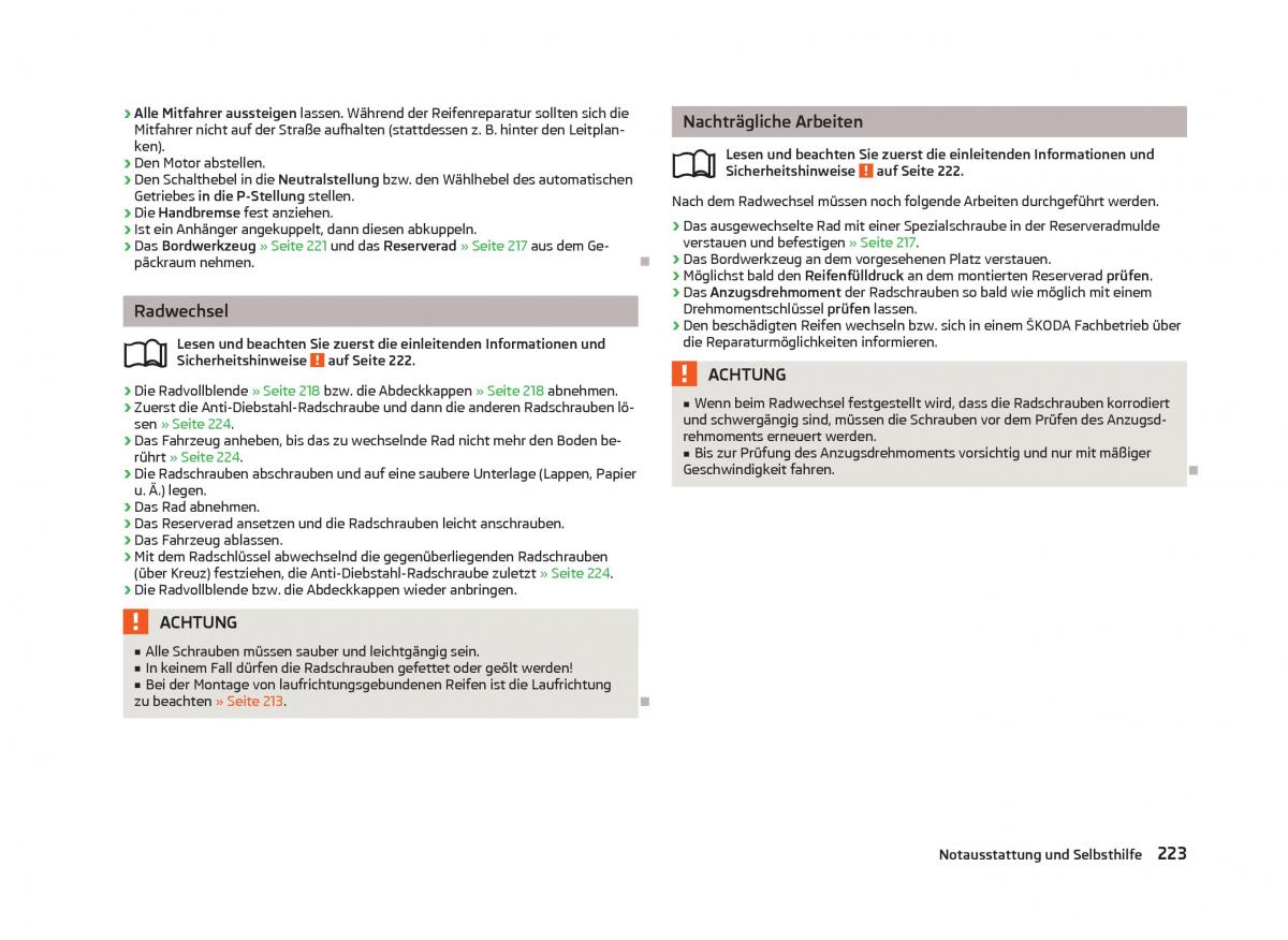 Skoda Octavia III 3 Handbuch / page 225