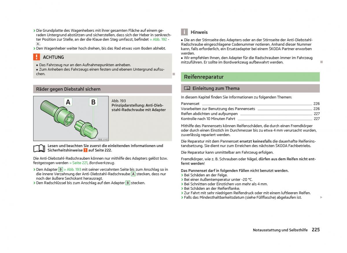 Skoda Octavia III 3 Handbuch / page 227