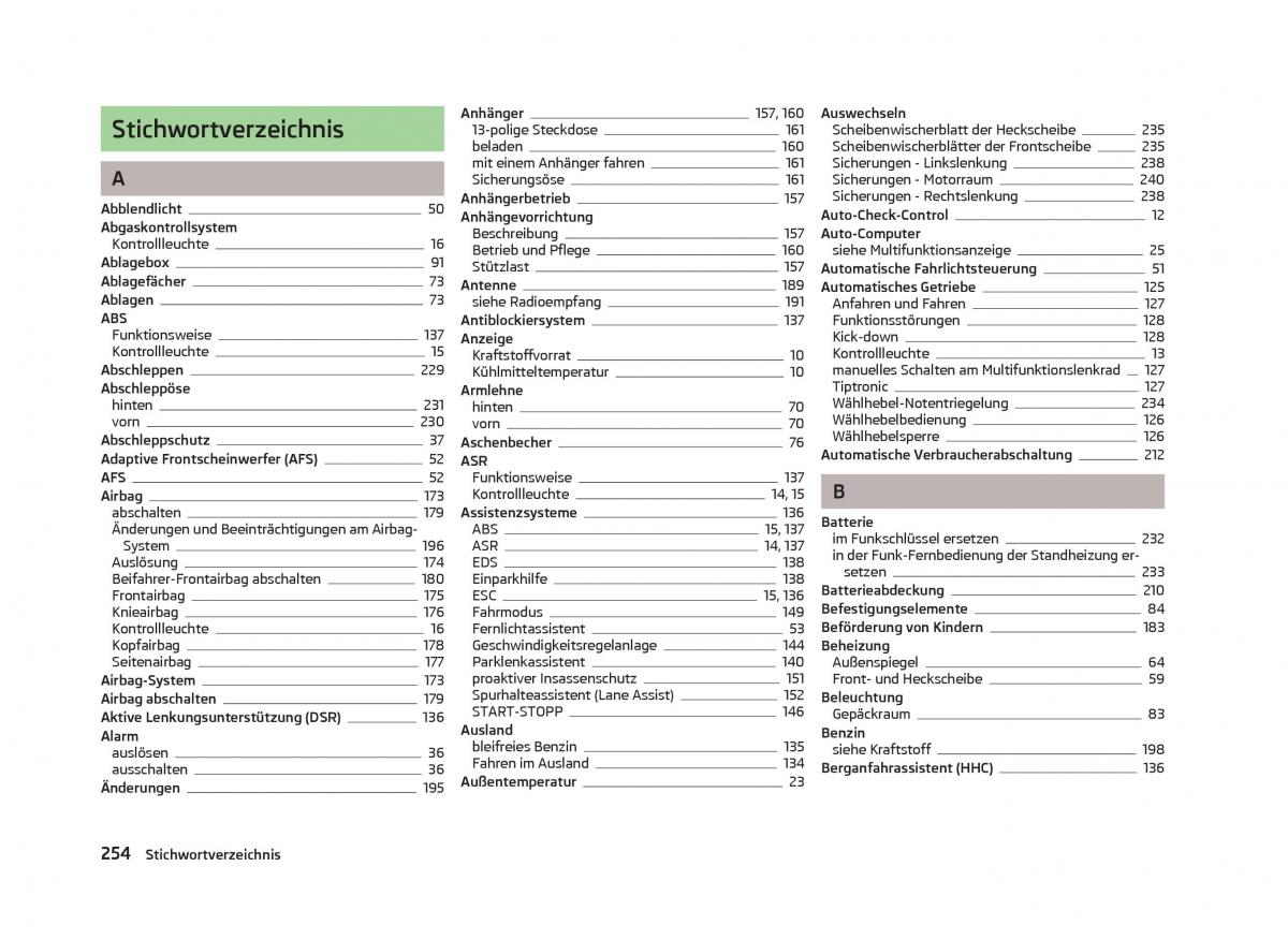 Skoda Octavia III 3 Handbuch / page 256