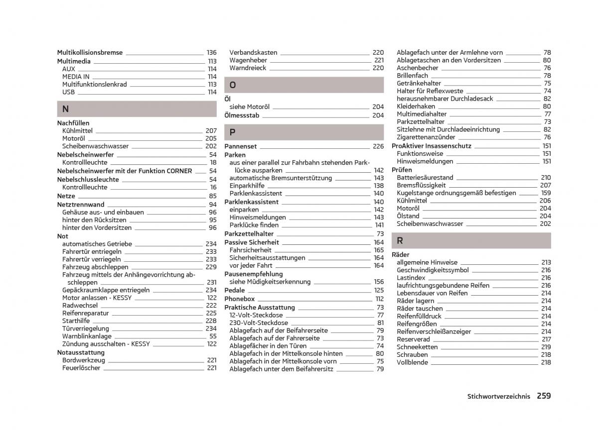 Skoda Octavia III 3 Handbuch / page 261