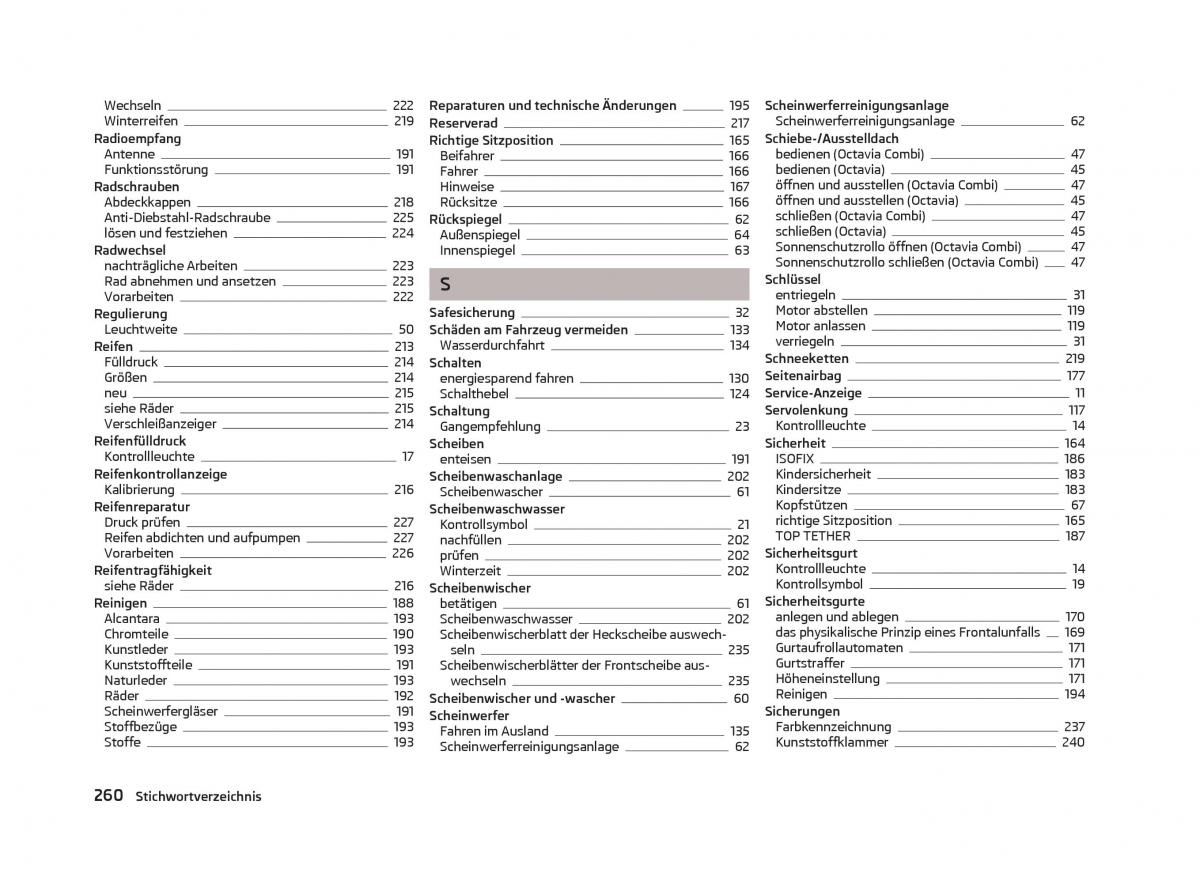 Skoda Octavia III 3 Handbuch / page 262