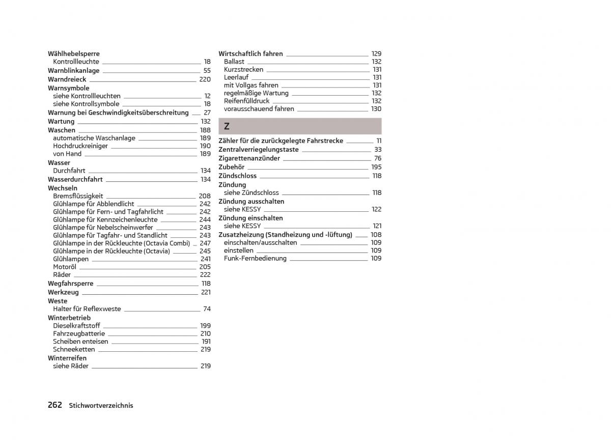 Skoda Octavia III 3 Handbuch / page 264