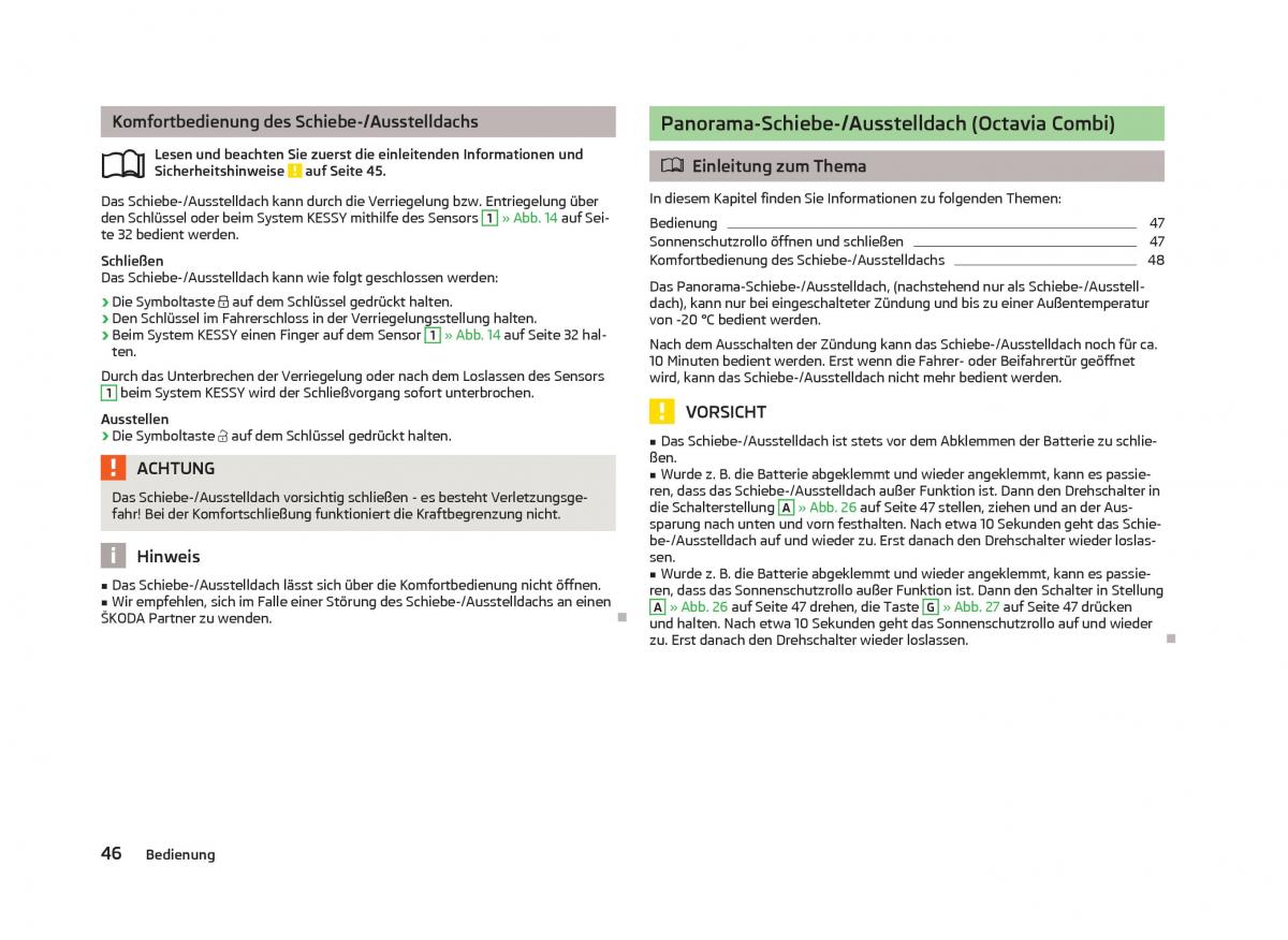 Skoda Octavia III 3 Handbuch / page 48