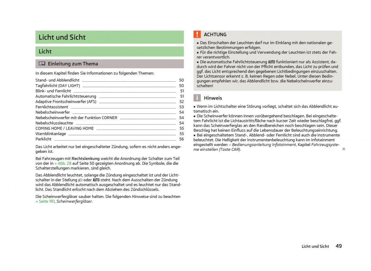 Skoda Octavia III 3 Handbuch / page 51