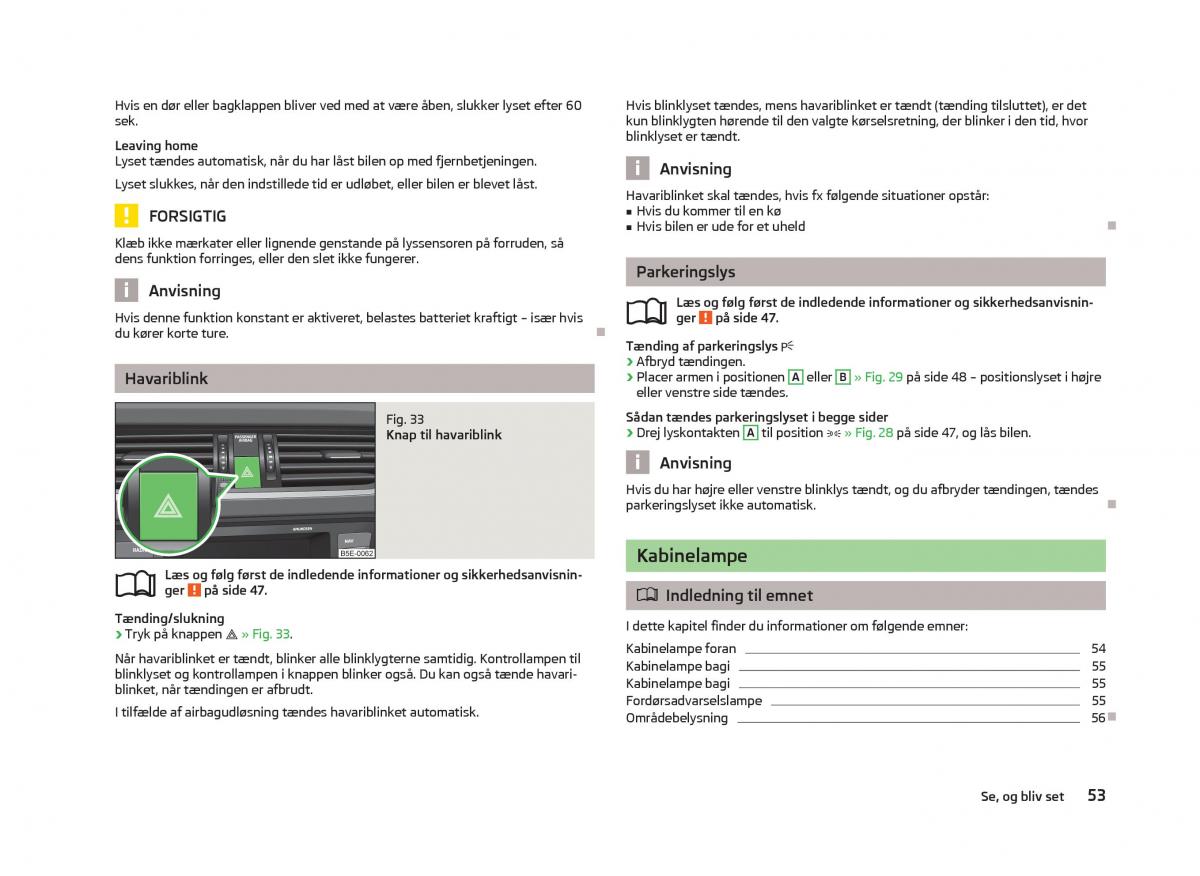 Skoda Octavia III 3 Bilens instruktionsbog / page 55