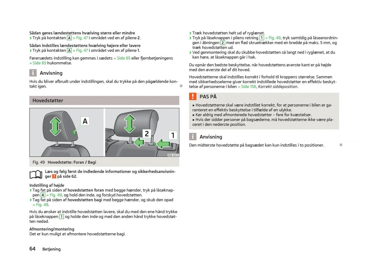 Skoda Octavia III 3 Bilens instruktionsbog / page 66