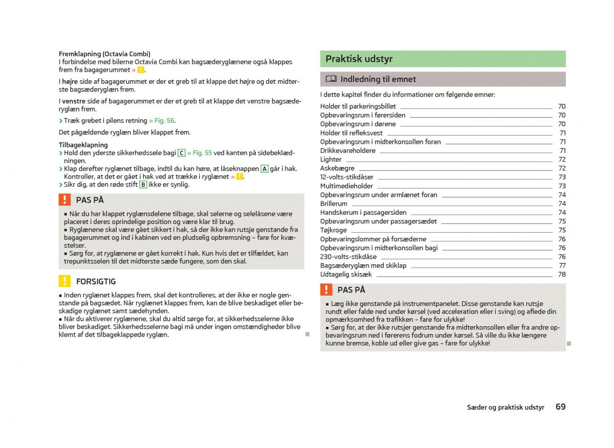 Skoda Octavia III 3 Bilens instruktionsbog / page 71