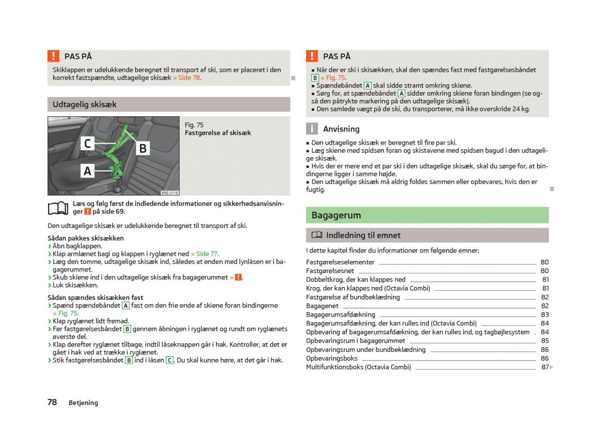 Skoda Octavia III 3 Bilens instruktionsbog / page 80