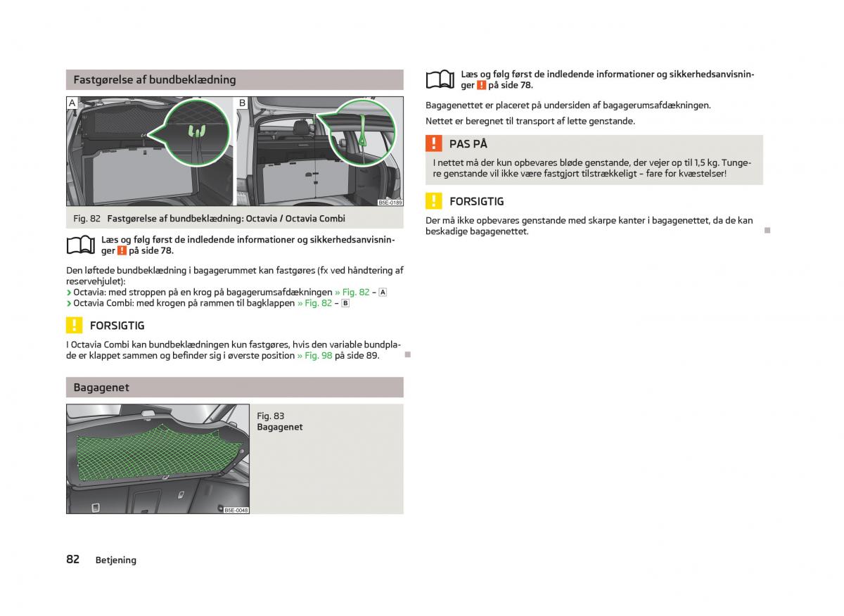 Skoda Octavia III 3 Bilens instruktionsbog / page 84