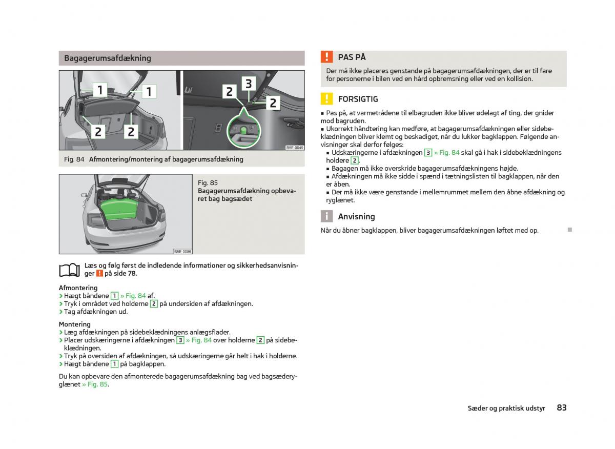 Skoda Octavia III 3 Bilens instruktionsbog / page 85