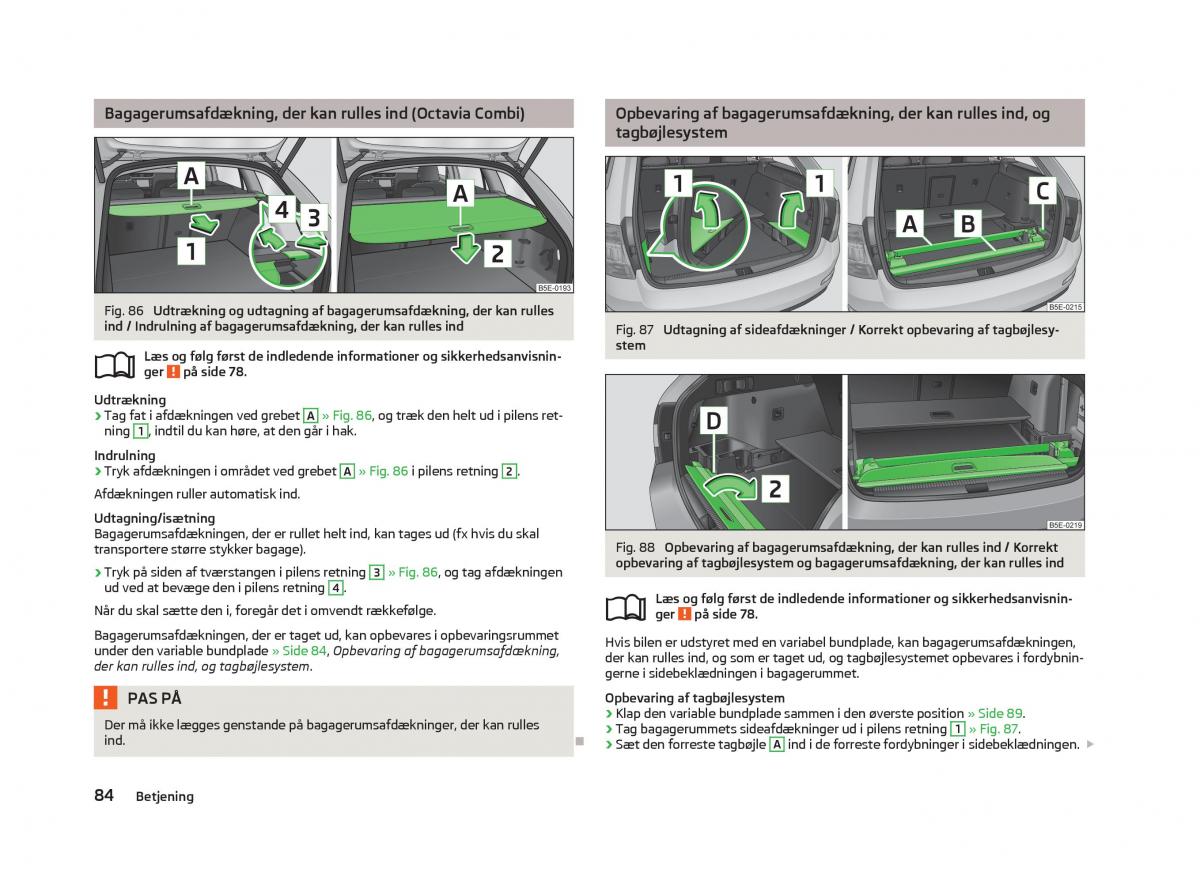 Skoda Octavia III 3 Bilens instruktionsbog / page 86