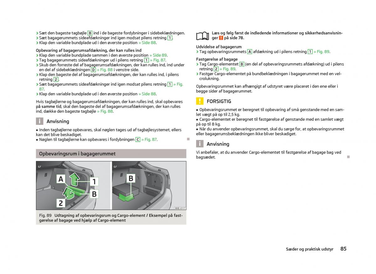 Skoda Octavia III 3 Bilens instruktionsbog / page 87