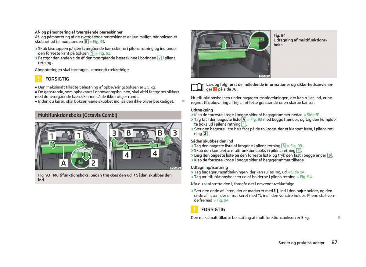 Skoda Octavia III 3 Bilens instruktionsbog / page 89