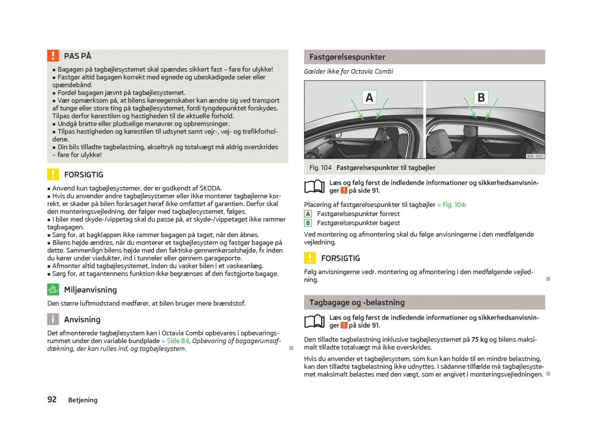 Skoda Octavia III 3 Bilens instruktionsbog / page 94