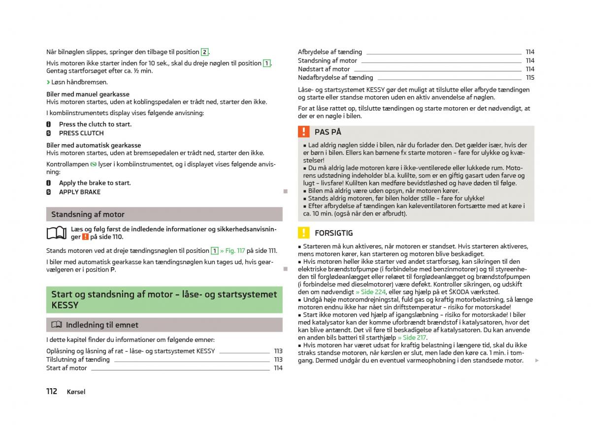 Skoda Octavia III 3 Bilens instruktionsbog / page 114