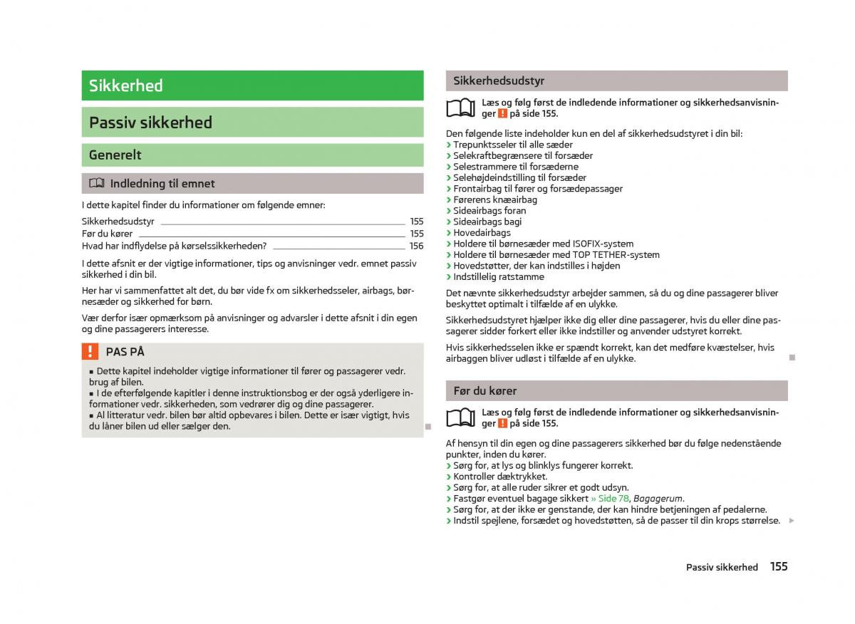 Skoda Octavia III 3 Bilens instruktionsbog / page 157