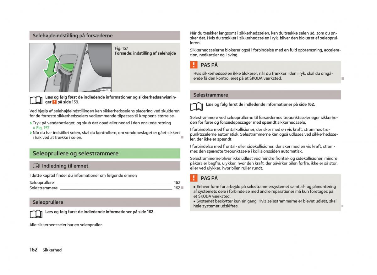 Skoda Octavia III 3 Bilens instruktionsbog / page 164