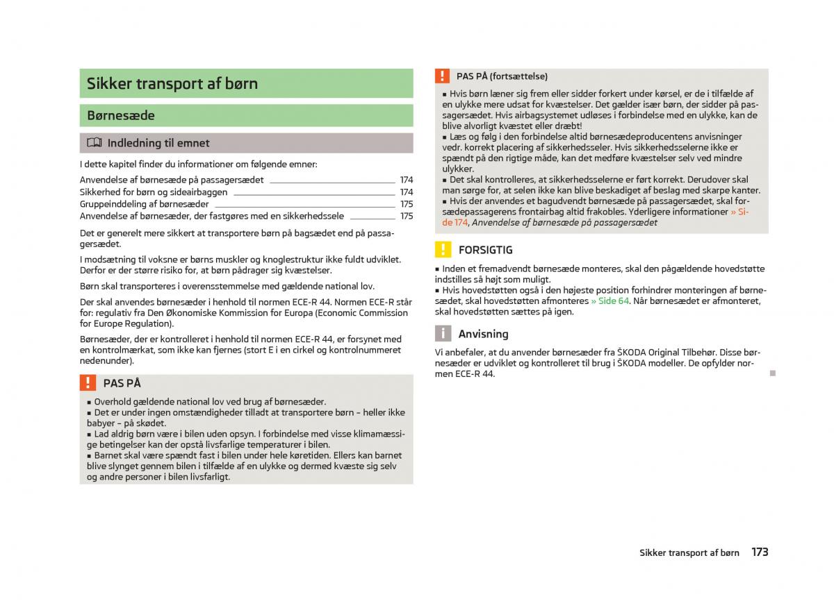 Skoda Octavia III 3 Bilens instruktionsbog / page 175