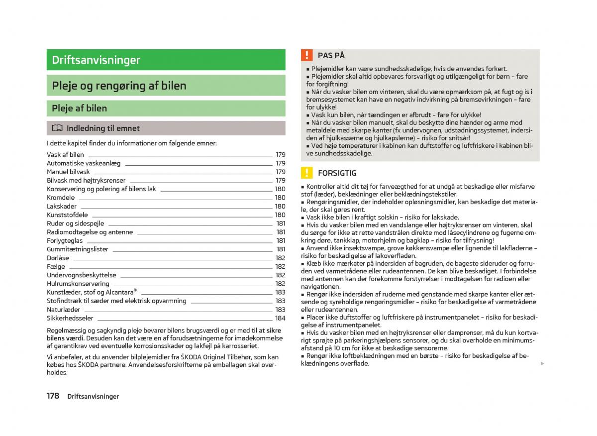 Skoda Octavia III 3 Bilens instruktionsbog / page 180