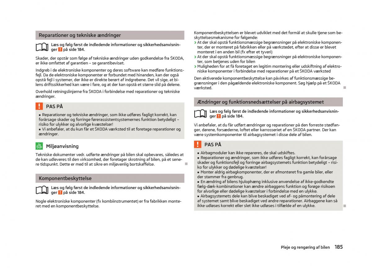 Skoda Octavia III 3 Bilens instruktionsbog / page 187